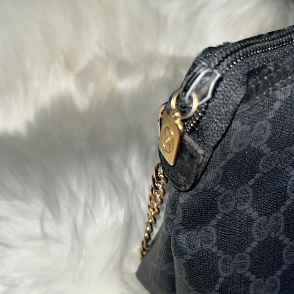 Vintage Gucci Black GG Supreme Monogram Clutch Crossbody Chain Bag - Picture 10 of 12